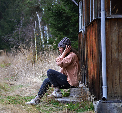 Čiapky, čelenky, klobúky - Vlnenka..šedohnedá - 14014260_