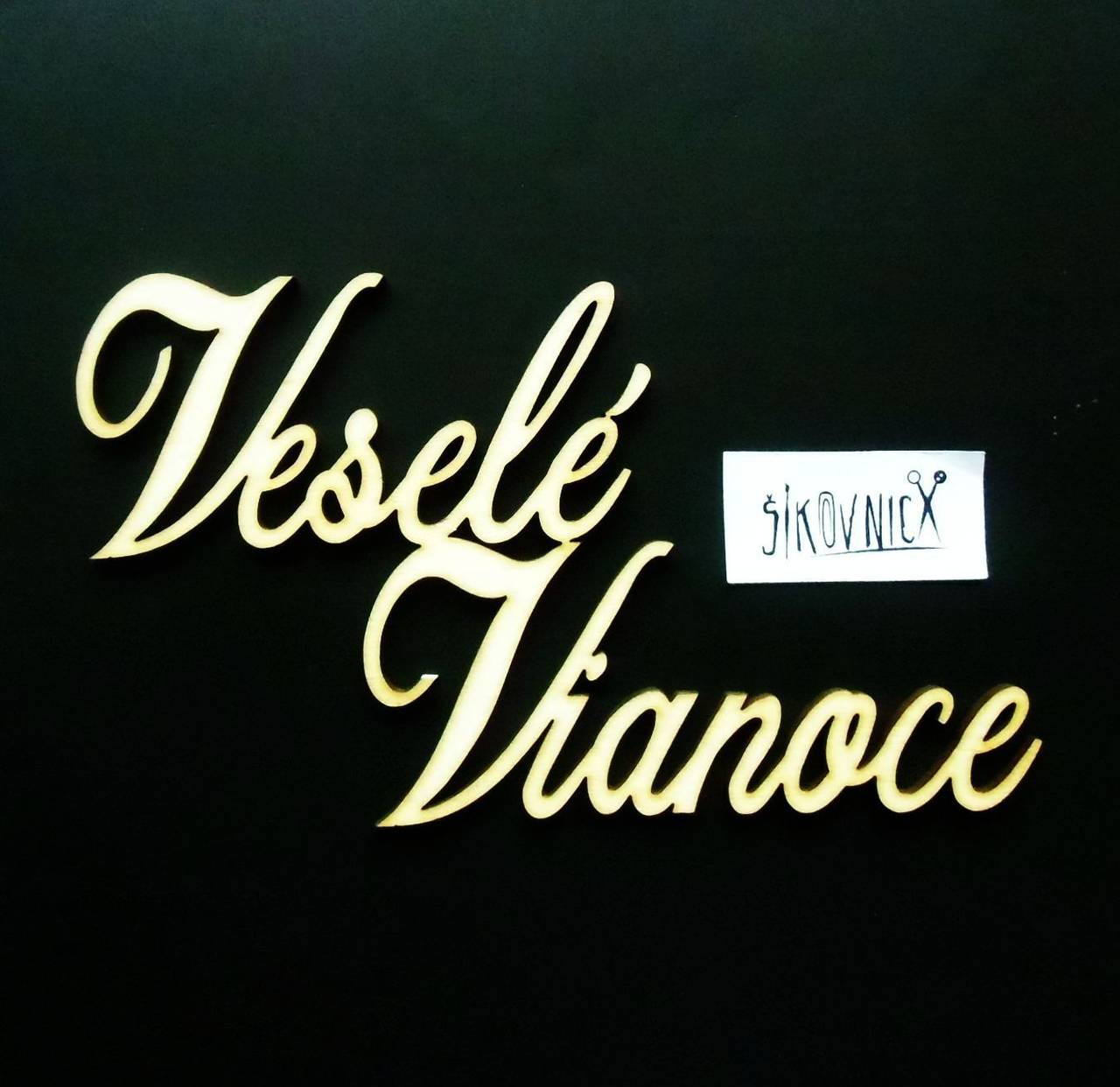 Výrez z preglejky, 15 cm (Veselé Vianoce)