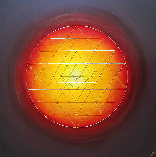 Ochranná mandala SRI YANTRA  -  SVETLO   60 x 60