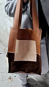 Veľké tašky - HNEDÁ kožená veľká taška - 14019141_