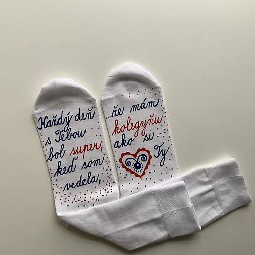 Maľované ponožky pre super KOLEGYŇU (na rozlúčku biele)