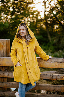 Iné oblečenie - Skladovky - priebežne dopĺňame (Dámsky kabát žltý oversized) - 14020143_