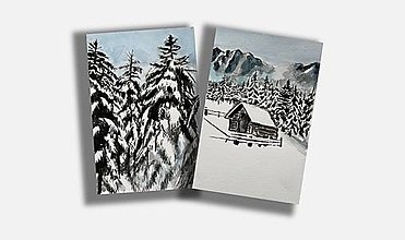 Obrazy - Zimná krajinka (Tlač na tvrdý lesklý papier) - 14018824_