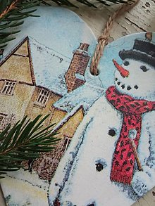 Dekorácie - Vianočná dekorácia snehuliak - 14016740_