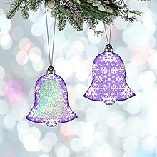 Dekorácie - Trblietavé vianočné ozdoby - zmrznuté (zvonček) - 14018706_