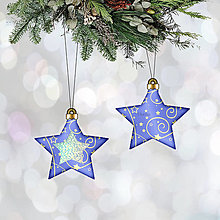 Dekorácie - Trblietavé vianočné ozdoby - hviezdičkové (hviezdička) - 14018750_