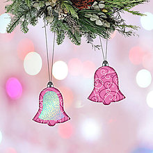 Dekorácie - Trblietavé vianočné ozdoby - ornamentové (zvonček) - 14018769_