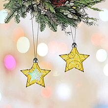 Dekorácie - Trblietavé vianočné ozdoby - ornamentové (hviezdička) - 14018781_