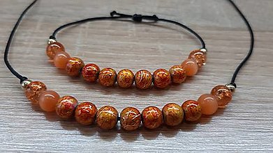 Sady šperkov - Set náramok a náhrdelník oranžový jadeit - 14022981_