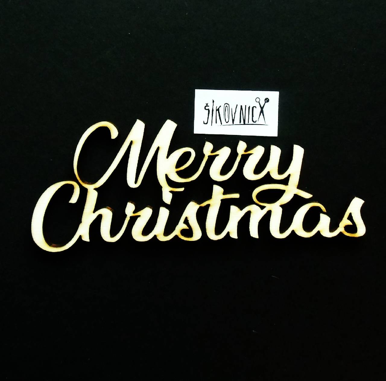 Výrez z preglejky, 15 cm (Merry Christmas)