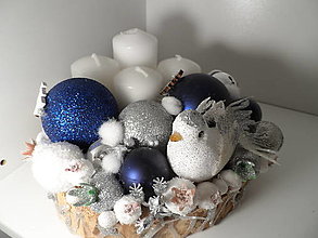 Svietidlá a sviečky - adventný svietnik modrý s holubicou - 14026731_