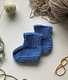 Ponožky, pančuchy, obuv - Pletené papučky (modrá jeans) - 14023417_