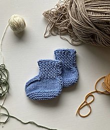 Ponožky, pančuchy, obuv - Pletené papučky (modrá svetlá) - 14023422_