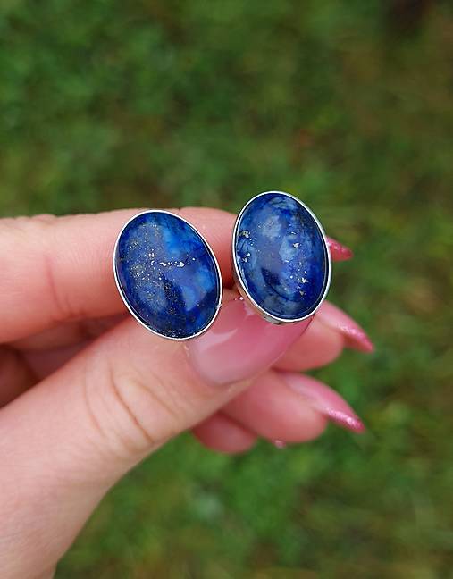 Manžetové gombíky Lapis lazuli v rhodiovanom striebre