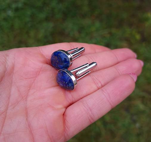 Manžetové gombíky Lapis lazuli v rhodiovanom striebre