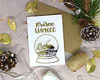Papiernictvo - Vianočná pohľadnica biela - zasnežená KRAJINA - 14025969_
