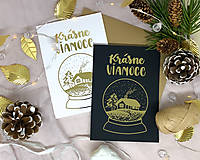 Papiernictvo - Vianočná pohľadnica čierna - zasnežená KRAJINA - 14026030_