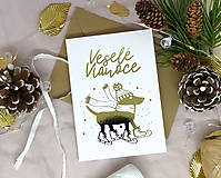 Vianočná pohľadnica biela - PSÍK sa korčuľuje