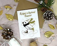 - Vianočná pohľadnica biela - VTÁČIK sa korčuľuje - 14026082_
