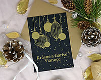 Papiernictvo - Vianočná pohľadnica čierna - ŽIARIVÉ vianoce - 14026090_