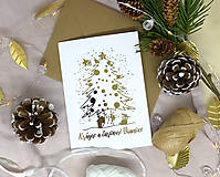 Vianočná pohľadnica biela - STROMČEK v zime
