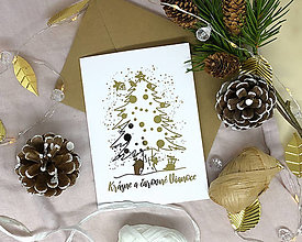 Papiernictvo - Vianočná pohľadnica biela - STROMČEK v zime - 14026104_