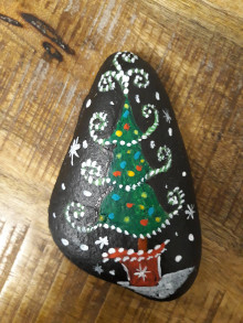 Kresby - Malované vianocné kamene - 14022514_