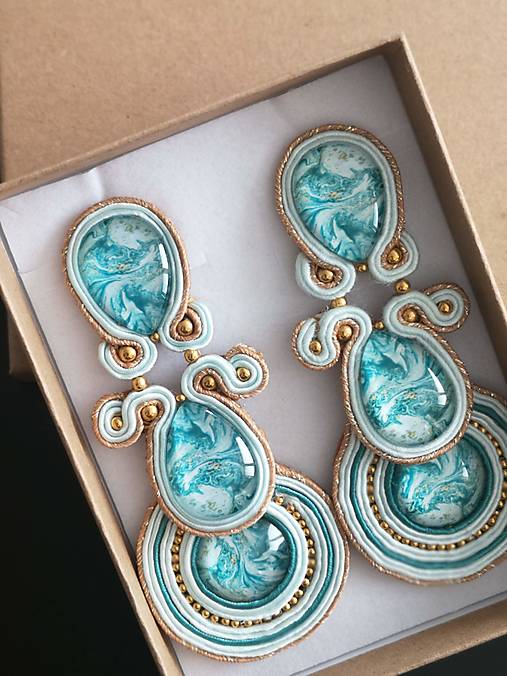 Dotyk oceánu Handmade soutache náušnice - autorské šperky LEKIDA