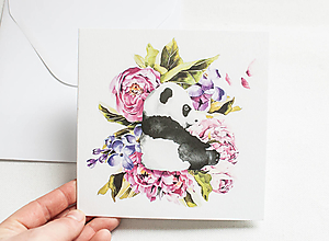 Papier - Pozdrav akvarel " panda " - 14026486_