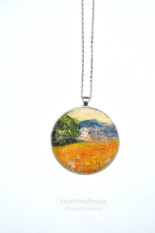 Náhrdelníky - Arttexový prívesok "Domček na dedine" - veľ.XL - 14030836_