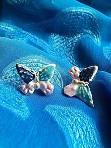 Náušnice - farebné motýliky - 14028877_