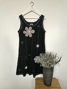 Šaty - Čierna šatová sukňa s kvetinovými aplikáciami veľ:38 - 14027708_