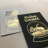 Papiernictvo - Vianočná pohľadnica čierna - zasnežená KRAJINA - 14028410_