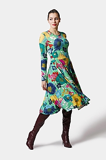 Šaty - Šaty midi zelené so vzorom - 14033167_