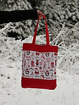Nákupné tašky - Posledný 1ks taška vianočné zvieratká s dvojitým lemom - 14036648_