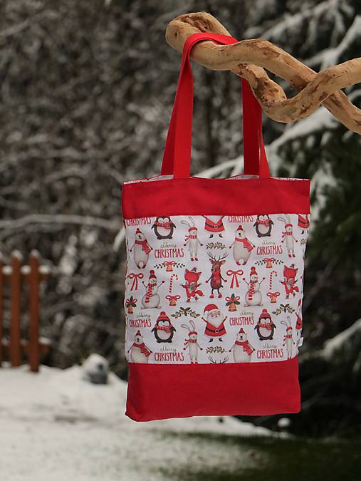 Posledný 1ks taška vianočné zvieratká s dvojitým lemom