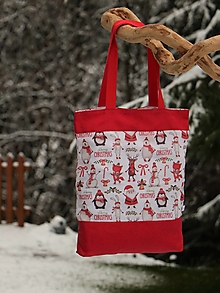 Nákupné tašky - Posledný 1ks taška vianočné zvieratká s dvojitým lemom - 14036651_