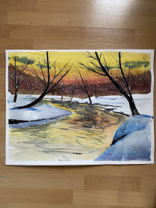 Obrazy - rieka sneh a zapad slnka - 14033379_