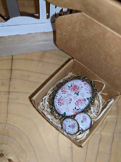 Brošne - Set - vintage kvety - 14036936_