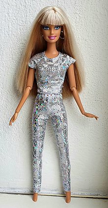 Hračky - Strieborný lesklý set pre Barbie - 14037369_