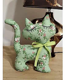 Hračky - Mačička mačka Lucka 3D veľká (Zelená kvietkovaná) - 14033978_