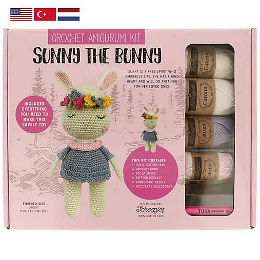 Set - Tuva Crochet Amigurumi Sunny the Bunny - set na výrobu háčkovanej hračky s návodom v anglickom jazyku
