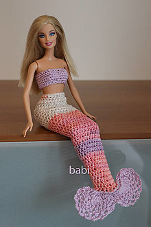 Hračky - Háčkovaná plutva pre bábiku Barbie - 14036510_