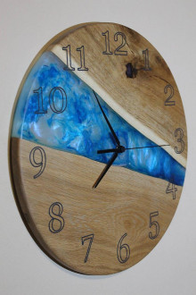 Hodiny - drevené epoxidové hodiny - 14037030_