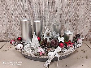 Svietidlá a sviečky - Vianočná adventná dekorácia, vianočný aranžmán - 14033969_