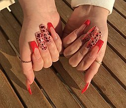 Iné doplnky - Press on nails - Red flakes - 14041617_