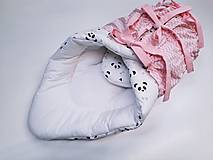 Detský textil - Zavinovačka s troma úväzmi ružová s pandami (s vyberateľnou vložkou) - 14041708_