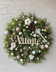 Dekorácie - Vianočný veniec na dvere (Vianočný veniec- 40 cm, prírodný) - 14040318_