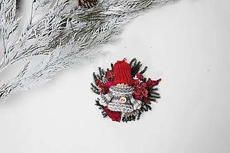 Brošne - Veselé vianočné brošničky "úsmev ako dar"  (Sivo-biely svetrík) - 14042457_