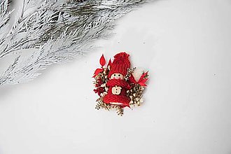 Brošne - Veselé vianočné brošničky "úsmev ako dar"  (Červený svetrík) - 14042472_